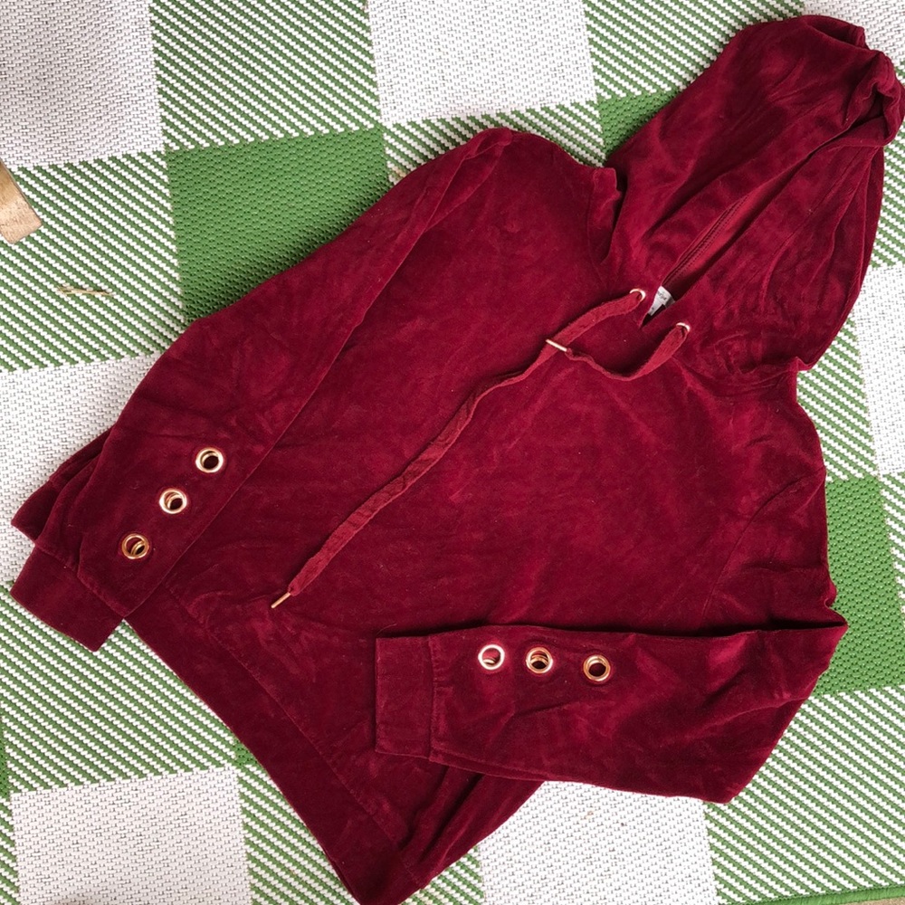 Papaya dark red velour hoodie